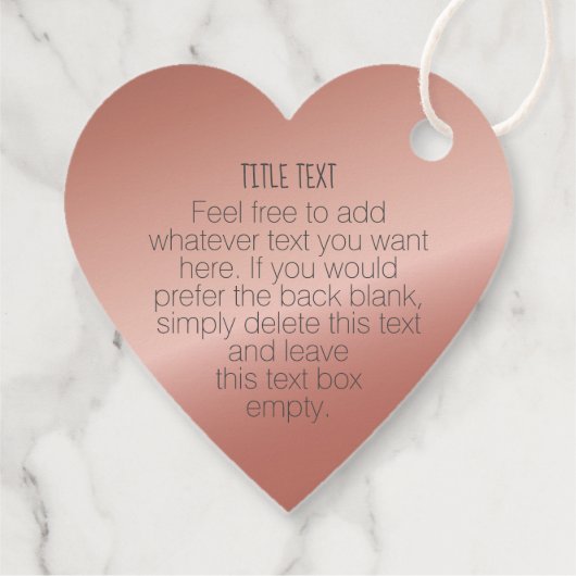 Business Logo Roos Gold Heart Shaped Hang Label (Achterkant)