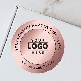 Business Logo Rose Gold Promotional Shipping  Ronde Sticker