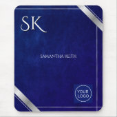 Business Logo Royal Blue Leather 2025 Custom Muismat (Voorkant)