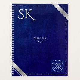 Business Logo Royal Blue Leather 2026 Custom Planner