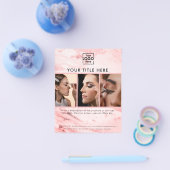 Business Logo Roze Marmeren Schoonheidssalon 3 Fot Flyer (Enkel)