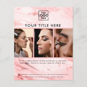 Business Logo Roze Marmeren Schoonheidssalon 3 Fot Flyer