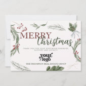 Business Logo Rustic Woodland Company Kerst Feestdagenkaart (Voorkant)