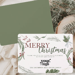 Business Logo Rustic Woodland Company Kerst Feestdagenkaart