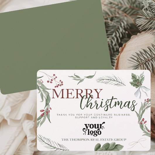 Business Logo Rustic Woodland Company Kerst Feestdagenkaart