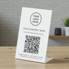 Business Logo Scan Me Create Your QR Code Reclamebord Met Voetstuk