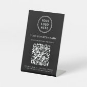 Business Logo Scan me QR Code Black Reclamebord Met Voetstuk (Voorkant)