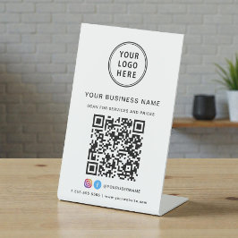 Business Logo Scan Me QR Code Reclamebord Met Voetstuk