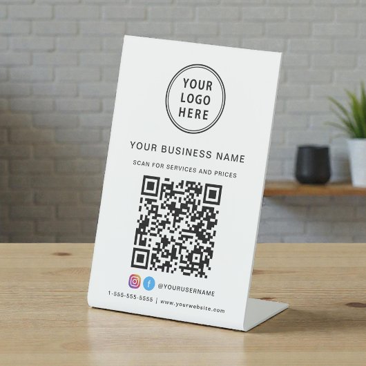 Business Logo Scan Me QR Code Reclamebord Met Voetstuk