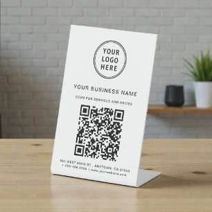 Business Logo Scan me QR Code Social Media Reclamebord Met Voetstuk