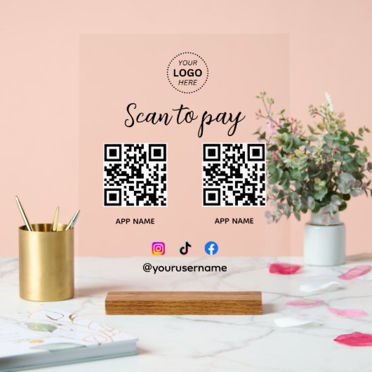 Business Logo Scan om QR-code te betalen Acryl Bord (Huwelijk)