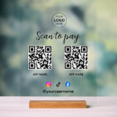 Business Logo Scan om QR-code te betalen Acryl Bord (Neutraal)