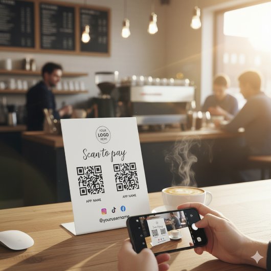 Business Logo Scan om QR-code voetstuk te betalen Reclamebord Met Voetstuk
