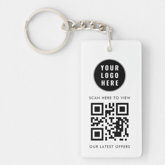 Business Logo Scan QR Code Simple Custom Sleutelhanger (Voorkant)