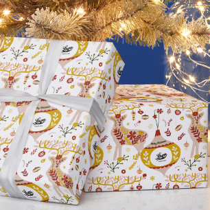 Business Logo Scandinavian Nordic Winter Reindeer Cadeaupapier