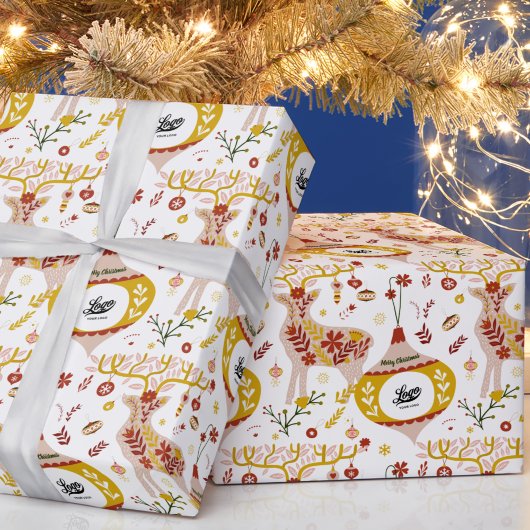 Business Logo Scandinavian Nordic Winter Reindeer Cadeaupapier