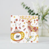 Business Logo Scandinavian Nordic Winter Reindeer Feestdagenkaart (Staand voorkant)