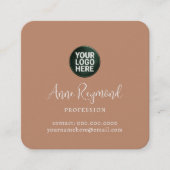 Business Logo / Script Name terracotta brown Vierkante Visitekaartje (Voorkant)