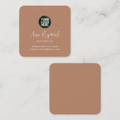 Business Logo / Script Name terracotta brown Vierkante Visitekaartje (Voorkant / Achterkant)