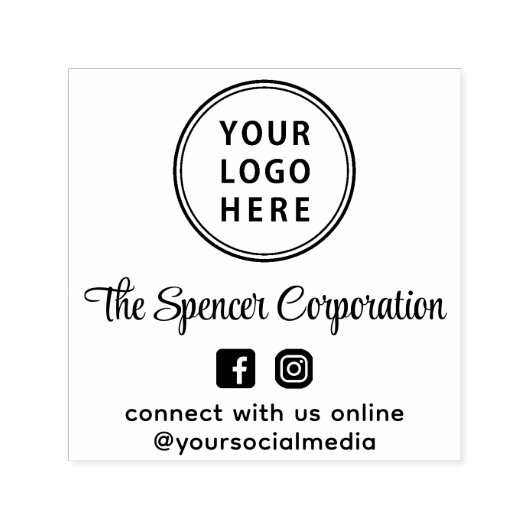 Business Logo Script Social Media Zelfinktende Stempel (Design)