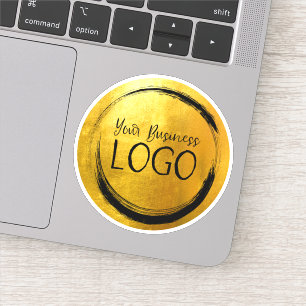 Business Logo Shiny Faux Yellow Gold Foil Cirkel Sticker