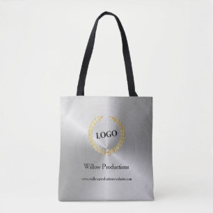 Business Logo Silver Tote Bag
