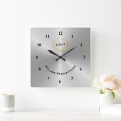 Business Logo Silver Vierkante Klok (Huis)