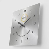 Business Logo Silver Vierkante Klok (Hoek)