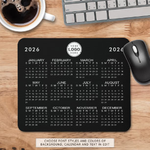 Business Logo Simple 2026 Calendar Aangepaste kleu Muismat