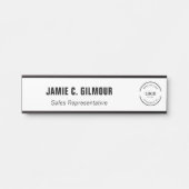 Business logo Simple Black White Custom Employee Deurbordje (Voorkant)