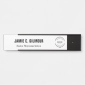 Business logo Simple Black White Custom Employee Deurbordje (Voorkant)