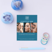 Business Logo Simple Blue Beauty Salon 3 foto's Flyer (Enkel)