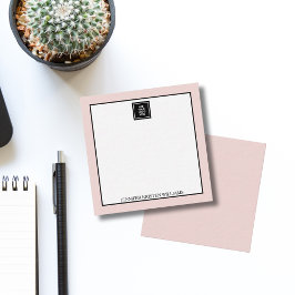 Business Logo simple custom Blush Pink Elegant  Notitiekaartje