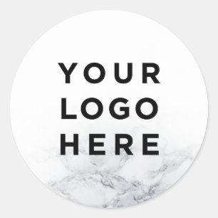 Business Logo Simple White Marble Stickers
