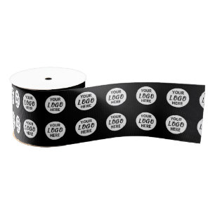 Business Logo Sjabloon Custom Zwart Breed Satijn Grosgrain Lint