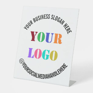 Business Logo Social Medea Pedestal Sign Sjabloon Reclamebord Met Voetstuk