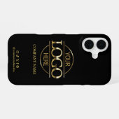 Business Logo & Social Media Black Promotional iPhone 16 Hoesje (Achterkant horizontaal)