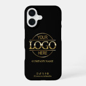 Business Logo & Social Media Black Promotional iPhone 16 Hoesje (Achterkant)
