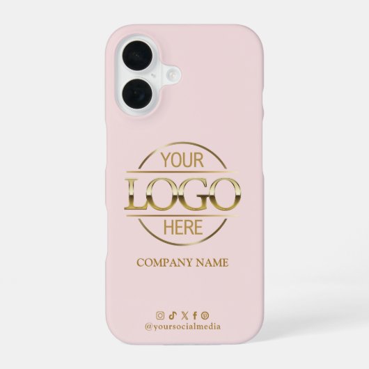 Business Logo Social Media Blush Pink Promotional iPhone 16 Hoesje (Achterkant)