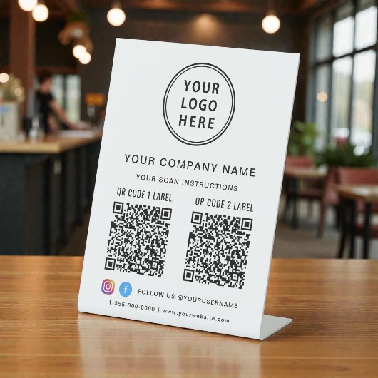Business Logo Social Media Create 2 QR Codes Reclamebord Met Voetstuk