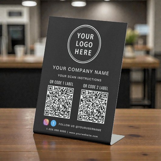 Business Logo Social Media Create 2 QR Codes Reclamebord Met Voetstuk