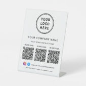 Business Logo Social Media Create 3 QR Codes Reclamebord Met Voetstuk (Voorkant)