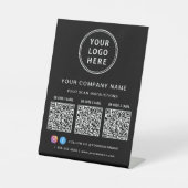 Business Logo Social Media Create 3 QR Codes Reclamebord Met Voetstuk (Voorkant)