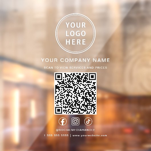 Business Logo Social Media Create Your QR Code Raamsticker (Vel 2)