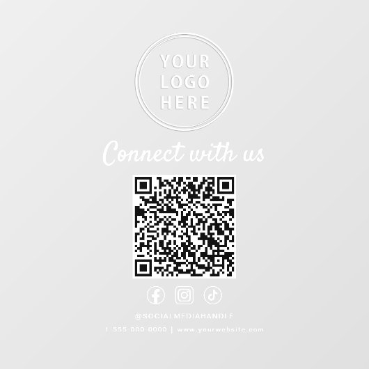 Business Logo Social Media Create Your QR Code Raamsticker (Vel)