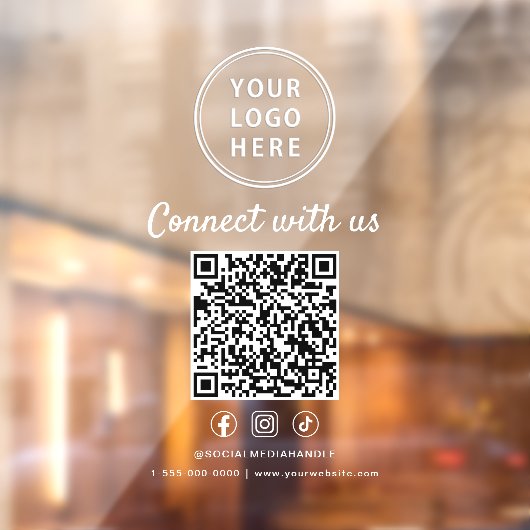 Business Logo Social Media Create Your QR Code Raamsticker (Vel 2)
