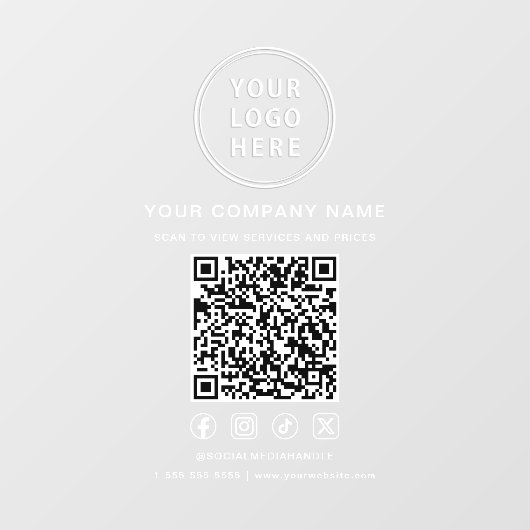 Business Logo Social Media Create Your QR Code Raamsticker (Vel)