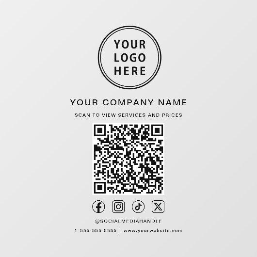 Business Logo Social Media Create Your QR Code Raamsticker (Vel)