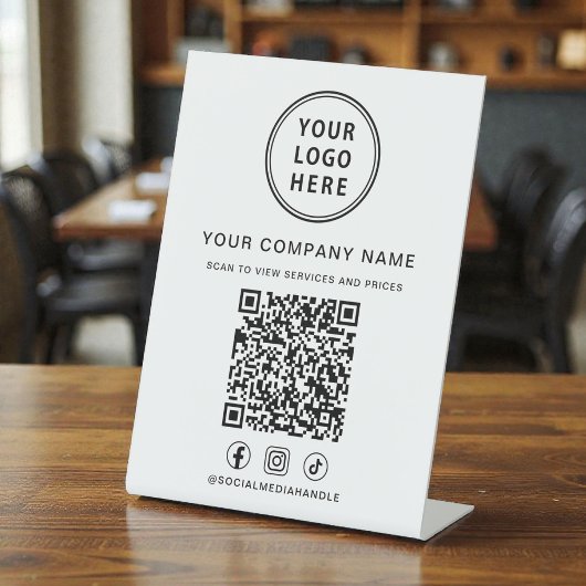 Business Logo Social Media Create Your QR Code Reclamebord Met Voetstuk
