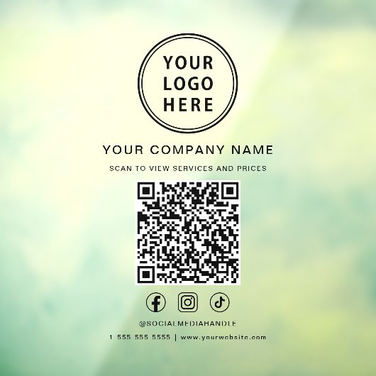 Business Logo Social Media QR Code Raamsticker (Vel 3)